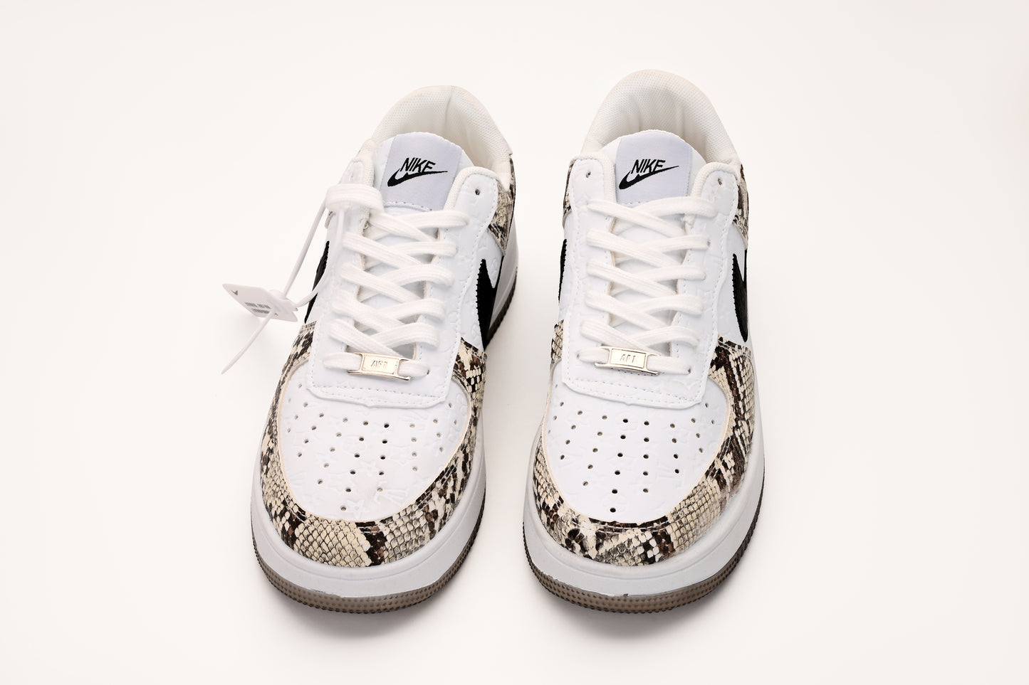 Air Force 1 Style Sneakers – White with Snake Print