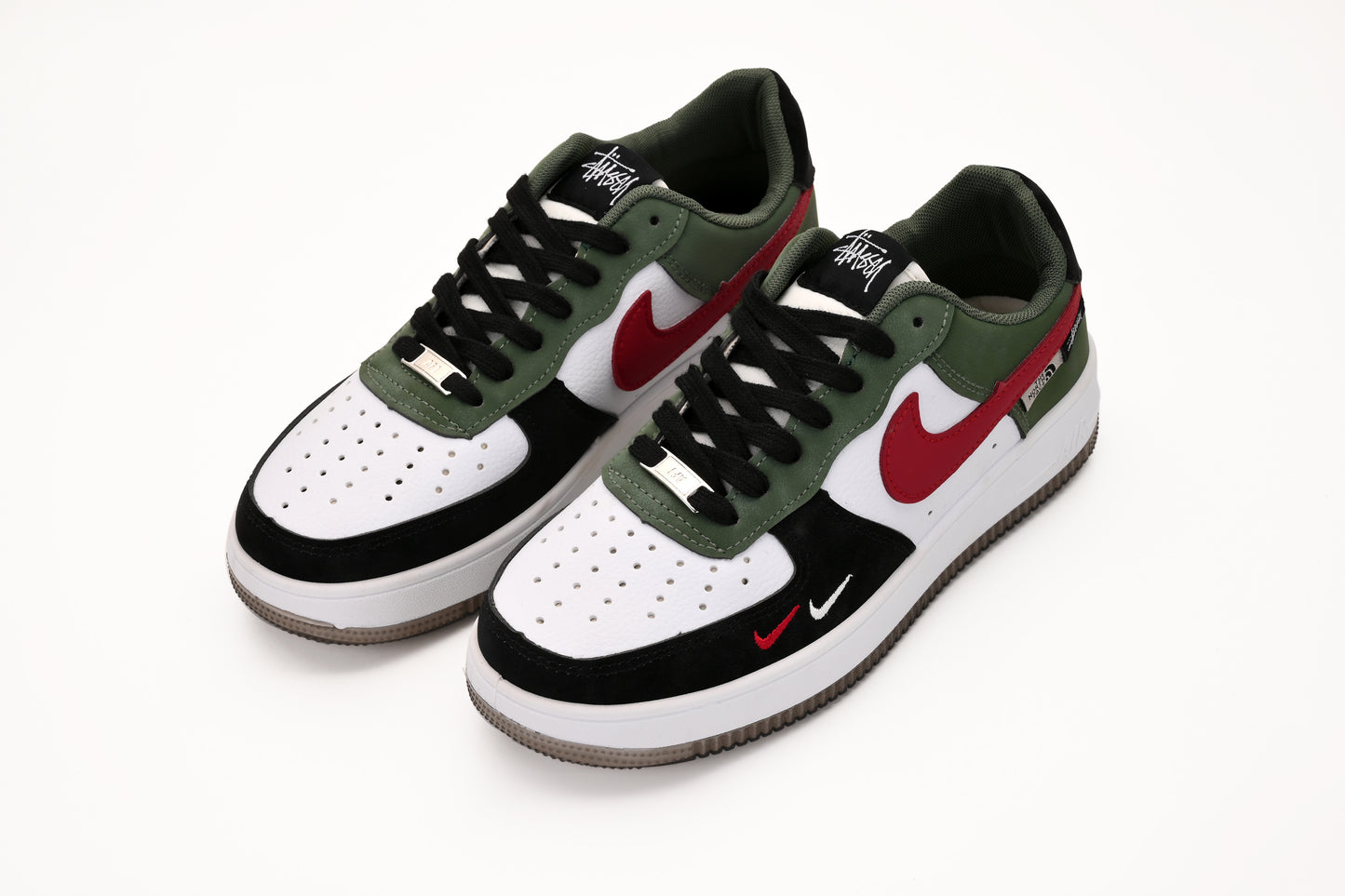 Air Force 1 Style Sneakers – Olive Green & Red