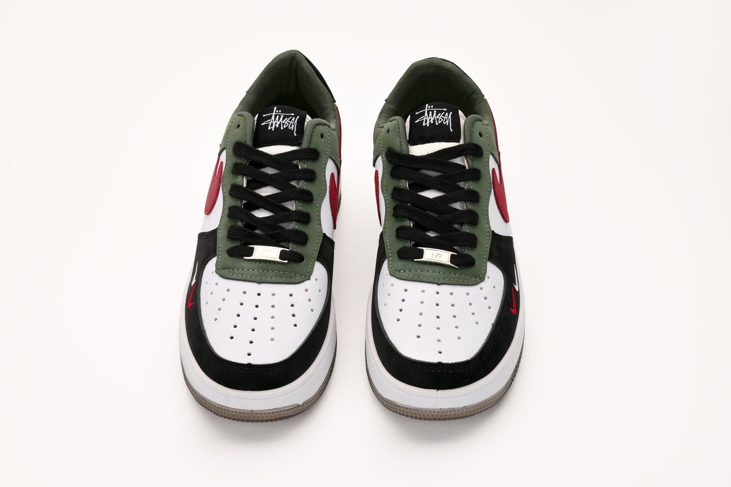 Air Force 1 Style Sneakers – Olive Green & Red