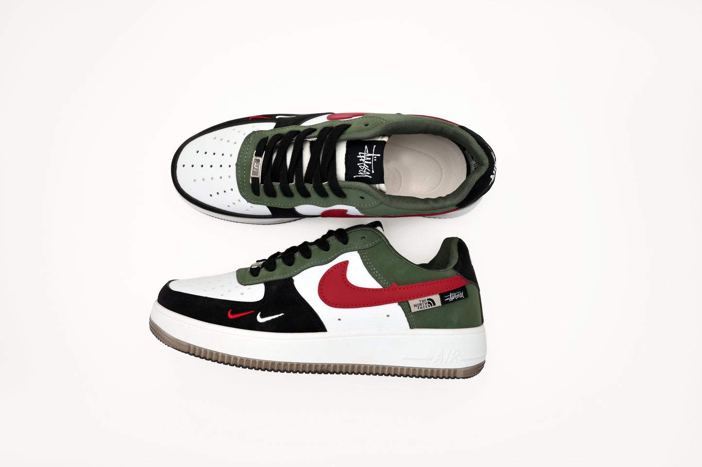 Air Force 1 Style Sneakers – Olive Green & Red