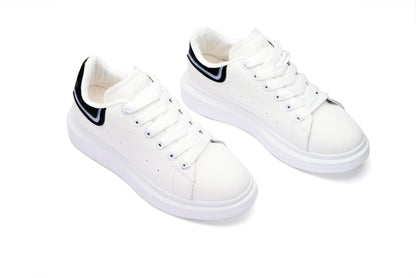 Alexander McQueen Style Unisex White Sneakers – Black Heel Detail