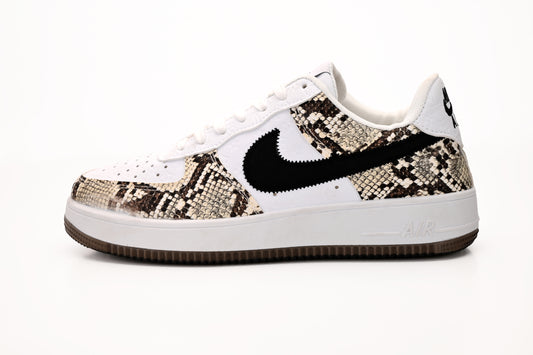 Air Force 1 Style Sneakers – White with Snake Print