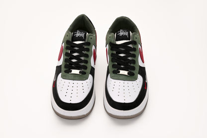 Air Force 1 Style Sneakers – Olive Green & Red