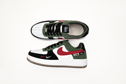 Air Force 1 Style Sneakers – Olive Green & Red
