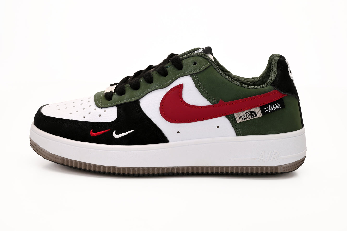 Air Force 1 Style Sneakers – Olive Green & Red